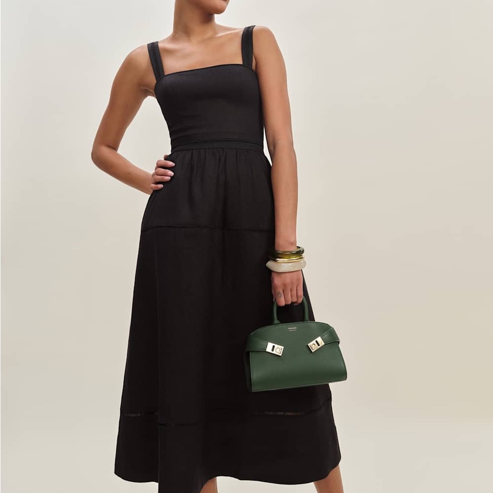 Reformation Everett Linen Dress Black
